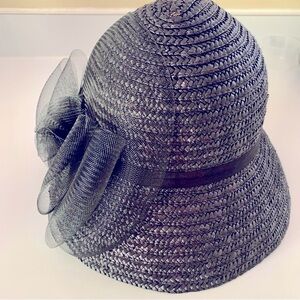 Milano Black Straw Bow Hat